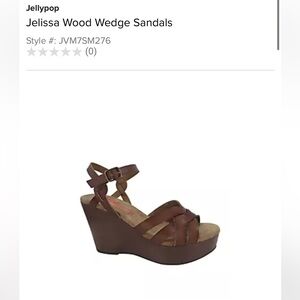 Jelly Pop Jelissa Memory Foam Brown Wood Wedge sz 10 Sandal Slingback Shoe EUC